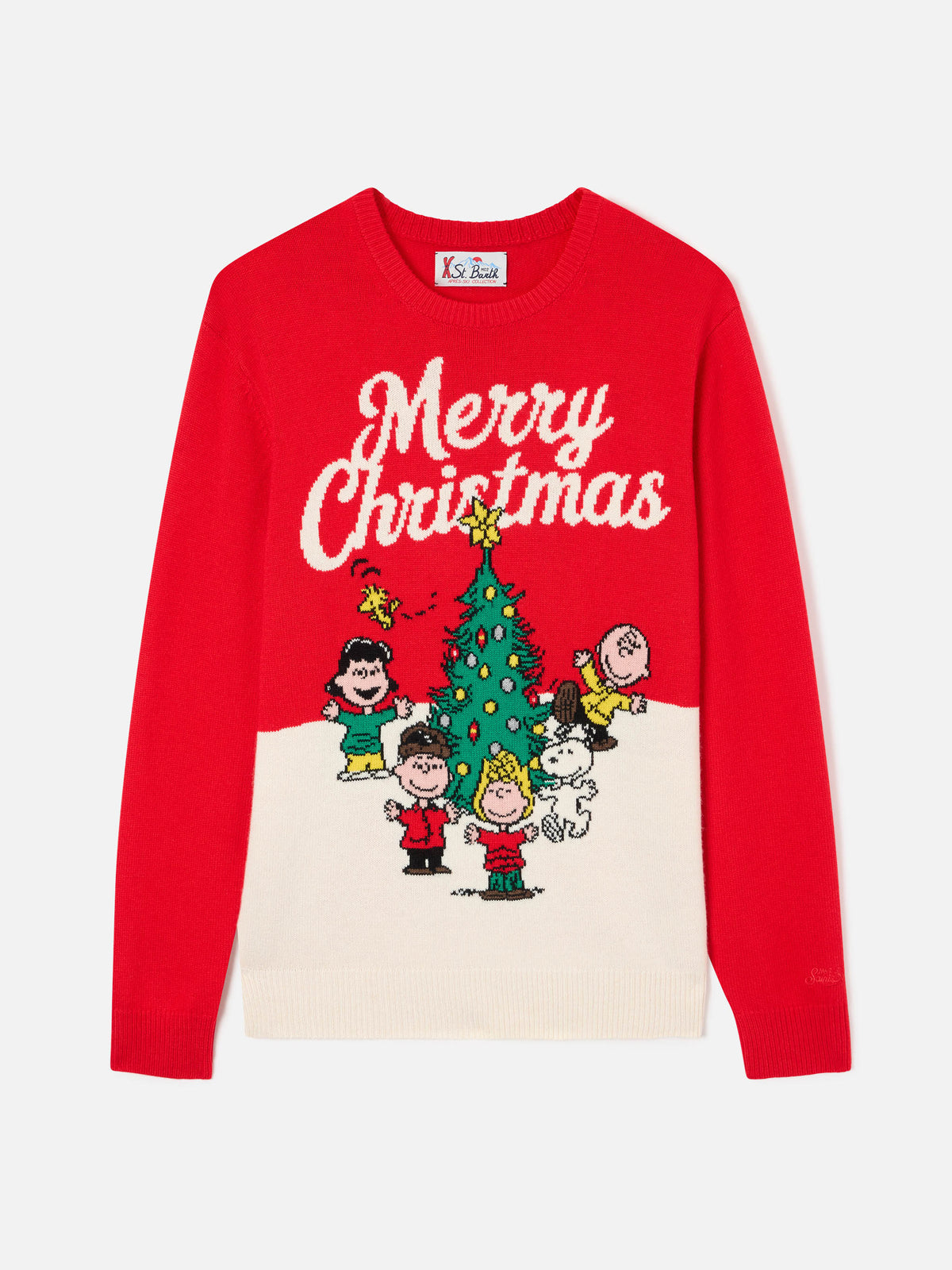 Red Heron crewneck knit with Merry Christmas intarsia | Special edition