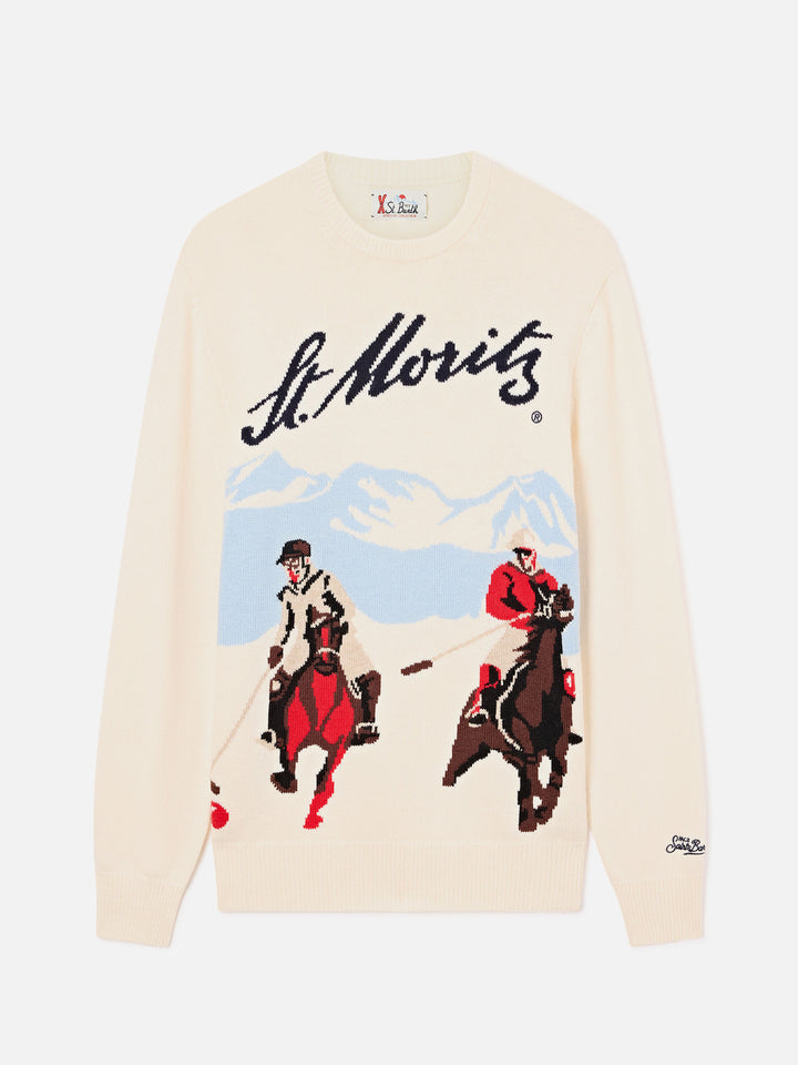 Grey Heron crewneck knit with St. Moritz intarsia | Special edition