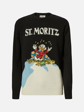 Heron crewneck in black with Uncle Scrooge St. Moritz jacquard | DISNEY SPECIAL EDITION