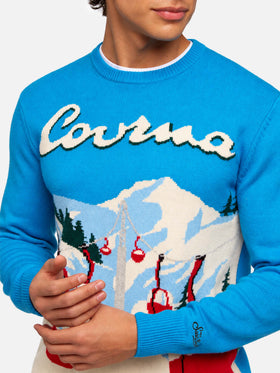 Pull col rond Heron avec jacquard carte postale Courma 