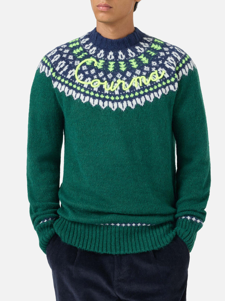 Maglione in alpaca Heron Nordic Soft con jacquard fair isle e ricamo Courma