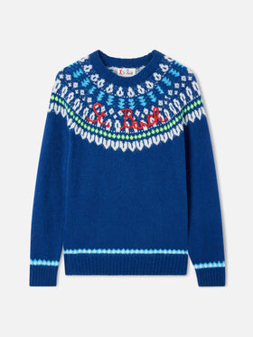Crewneck sweater Heron with fair-isle jacquard