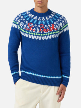 Crewneck sweater Heron with fair-isle jacquard