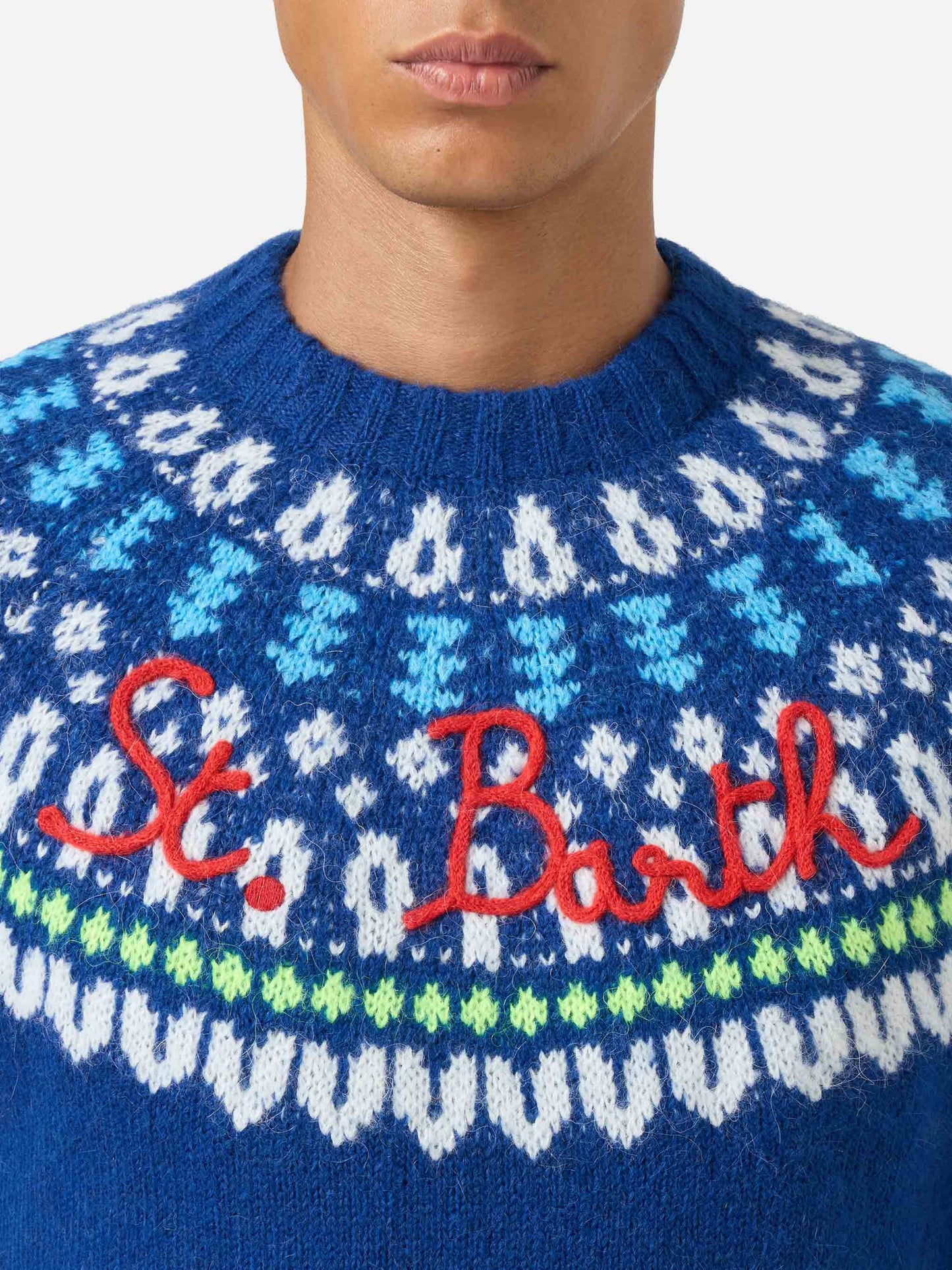 Crewneck sweater Heron with fair-isle jacquard