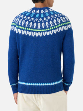 Crewneck sweater Heron with fair-isle jacquard
