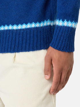 Crewneck sweater Heron with fair-isle jacquard