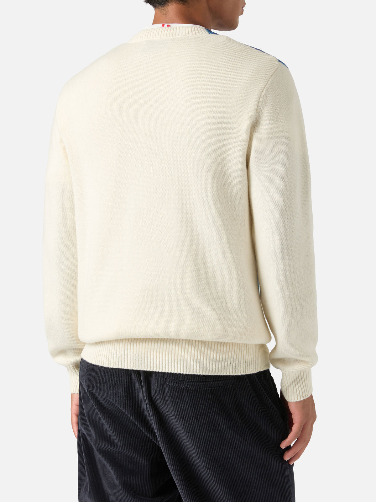 Maglia girocollo Heron grigia in misto lana e cashmere con intarsio e ricamo jet privato | Special edition