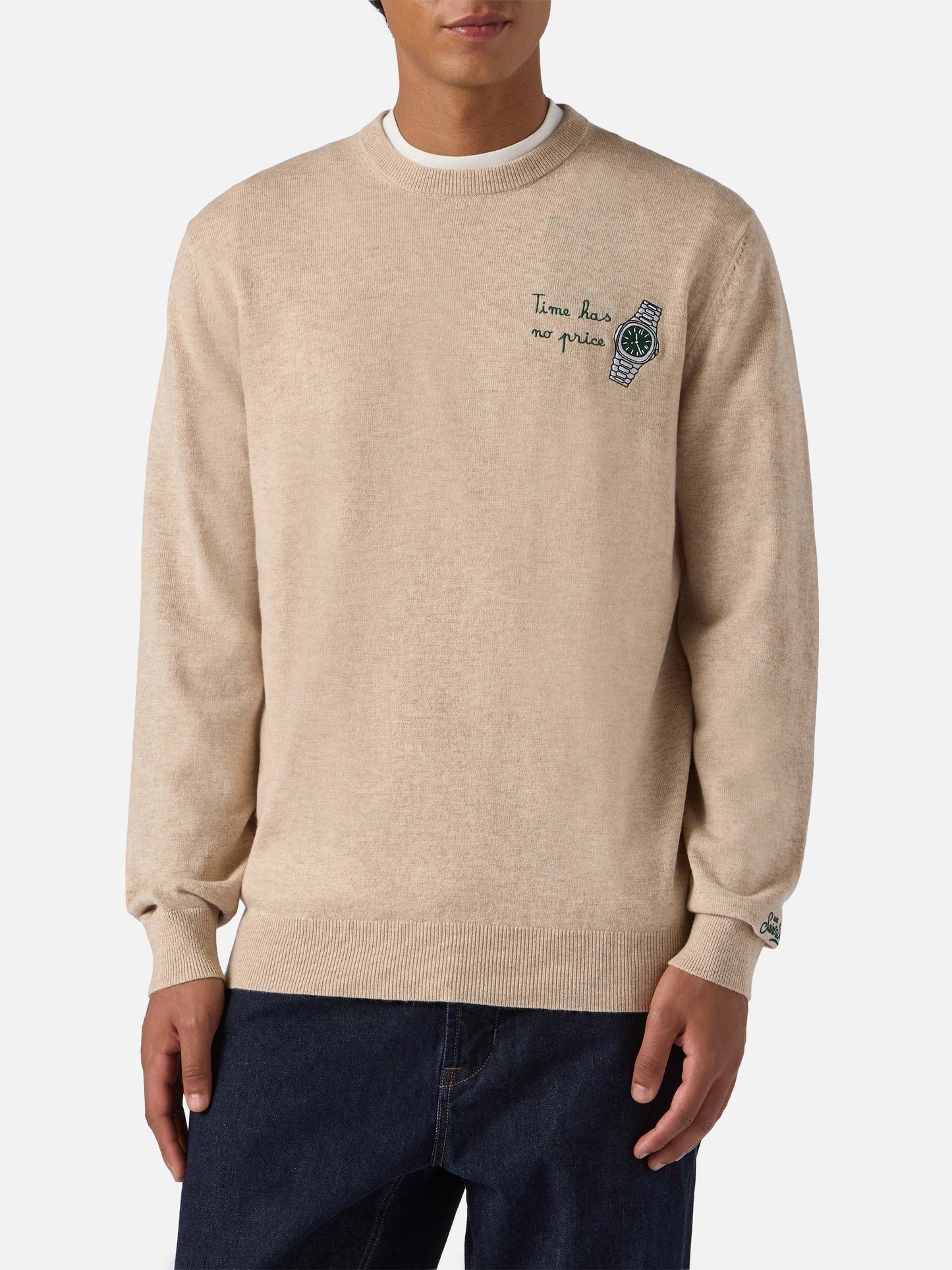Crewneck sweater Heron Light with Time has no price clock embroidery