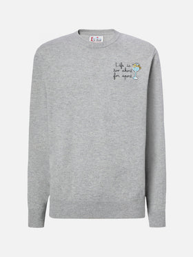 Maglione a girocollo Heron Light con ricamo Life is too short for sport