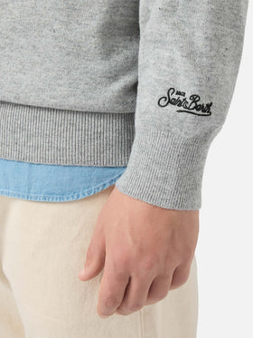 Rundhalspullover Heron Light mit der Stickerei „Das Leben ist zu kurz für Sport“