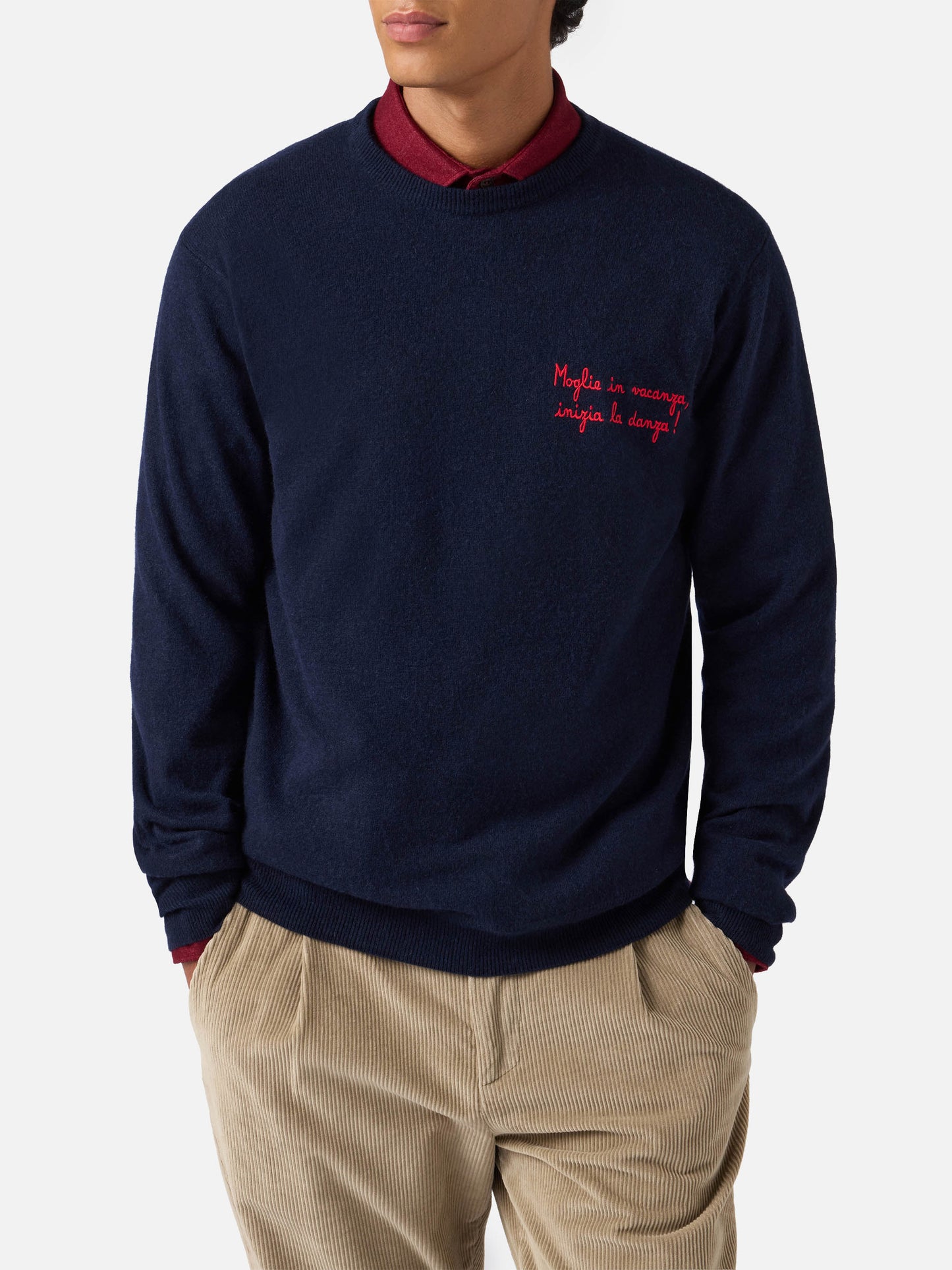 Crewneck sweater Heron Light with Moglie in vacanza inizia la danza embroidery | YUPPIES SPECIAL EDITION