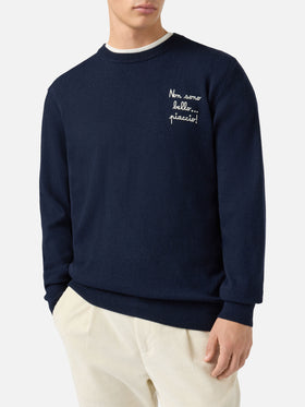 Crewneck sweater Heron Light with Non sono bello, piaccio! embroidery | VACANZE DI NATALE SPECIAL EDITION