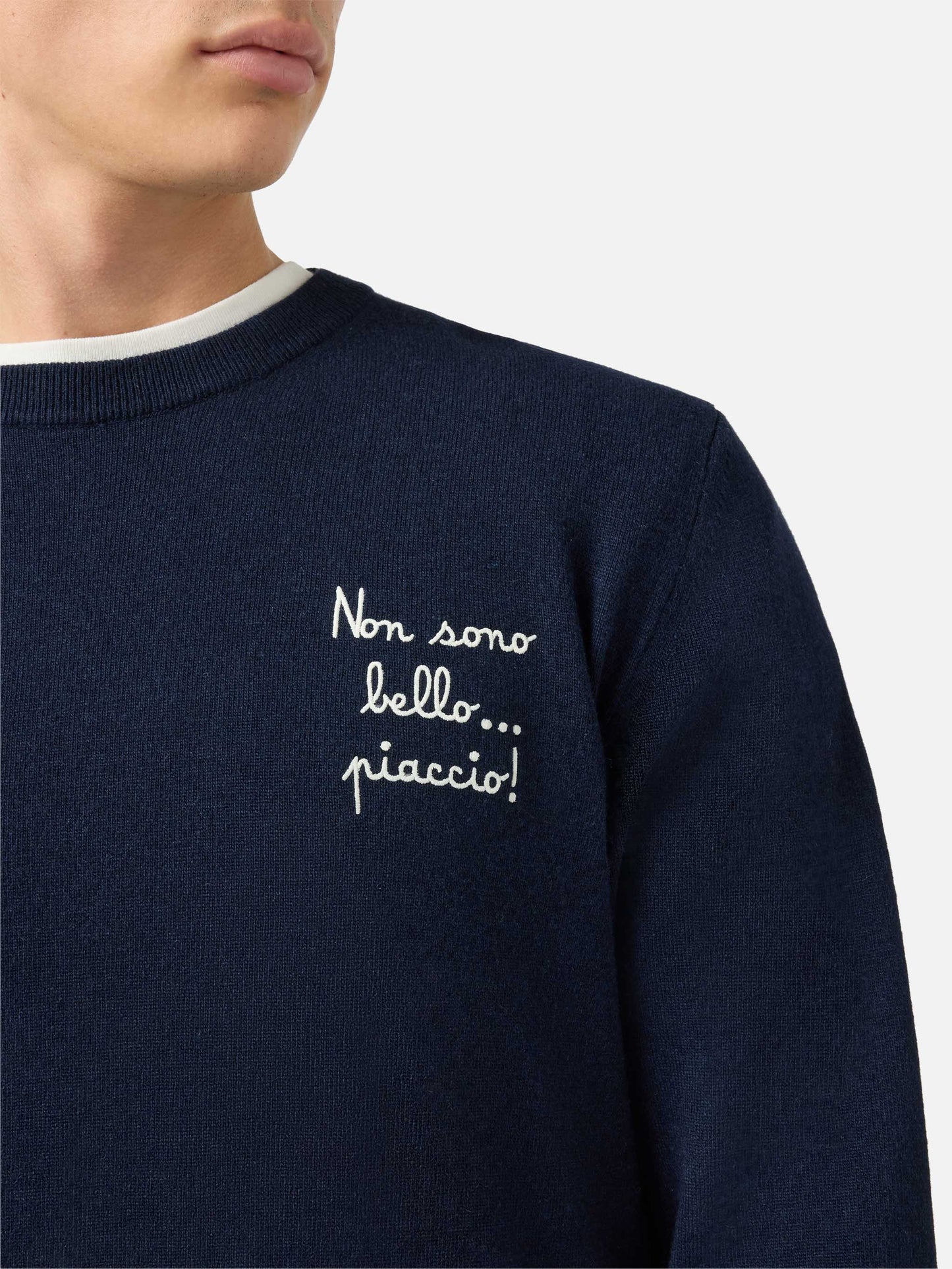 Crewneck sweater Heron Light with Non sono bello, piaccio! embroidery | VACANZE DI NATALE SPECIAL EDITION