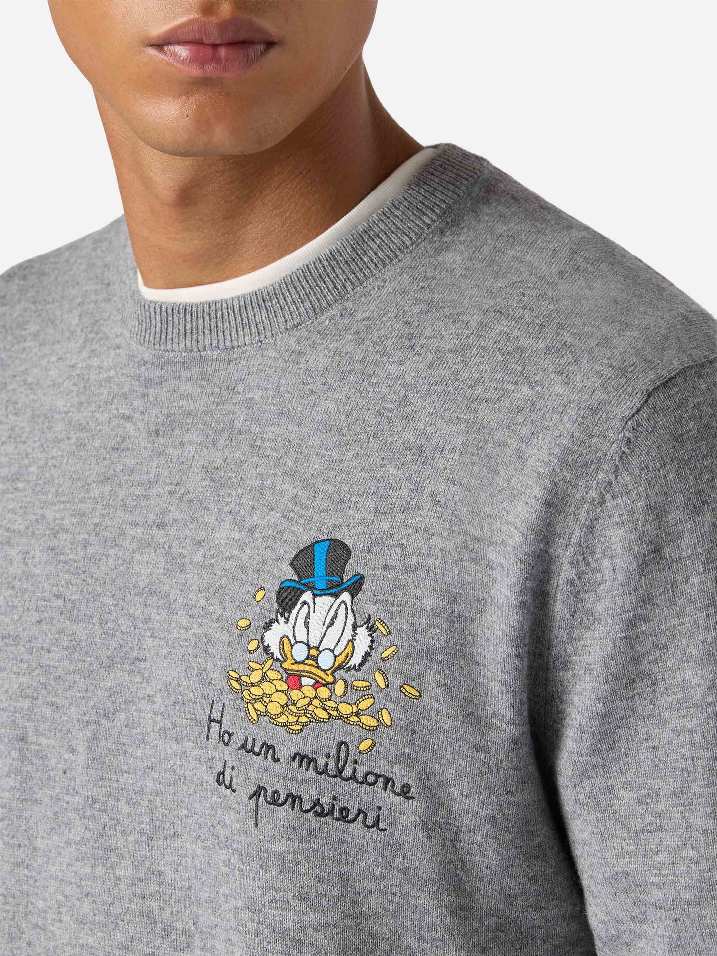 Maglione a girocollo Heron Light con ricamo zio Paperone | DISNEY SPECIAL EDITION