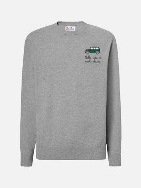 Maglione a girocollo Heron Light con ricamo Nella vita ci vuole classe