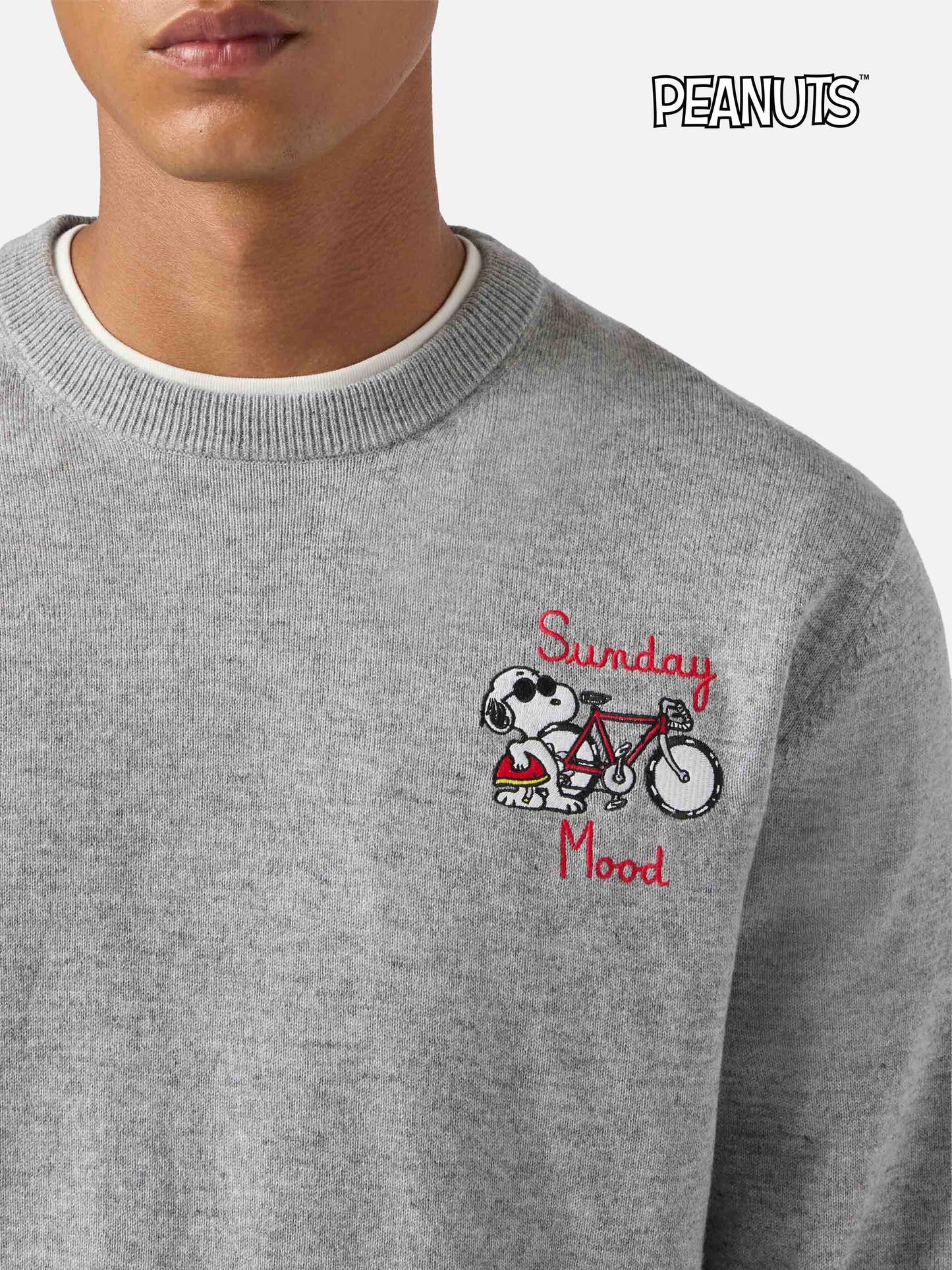 Crewneck sweater Heron Light with Snoopy Sunday Mood embroidery | PEANUTS SPECIAL EDITION