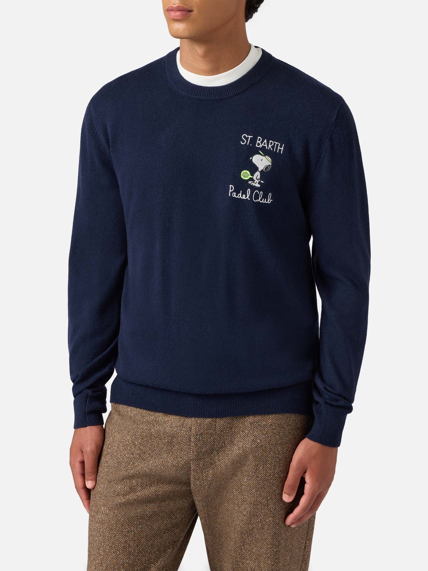 Crewneck sweater Heron Light with Snoopy padel club embroidery | PEANUTS SPECIAL EDITION