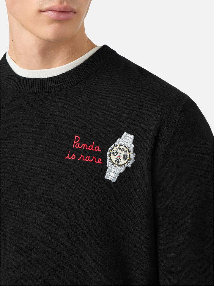 Crewneck sweater Heron Light with Panda is rare embroidery