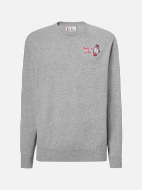 Crewneck sweater Heron Light with Vado a ruba embroidery