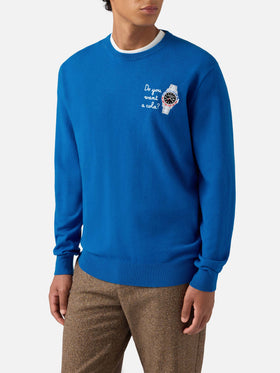 Crewneck sweater Heron Light with Do you want a cola? embroidery
