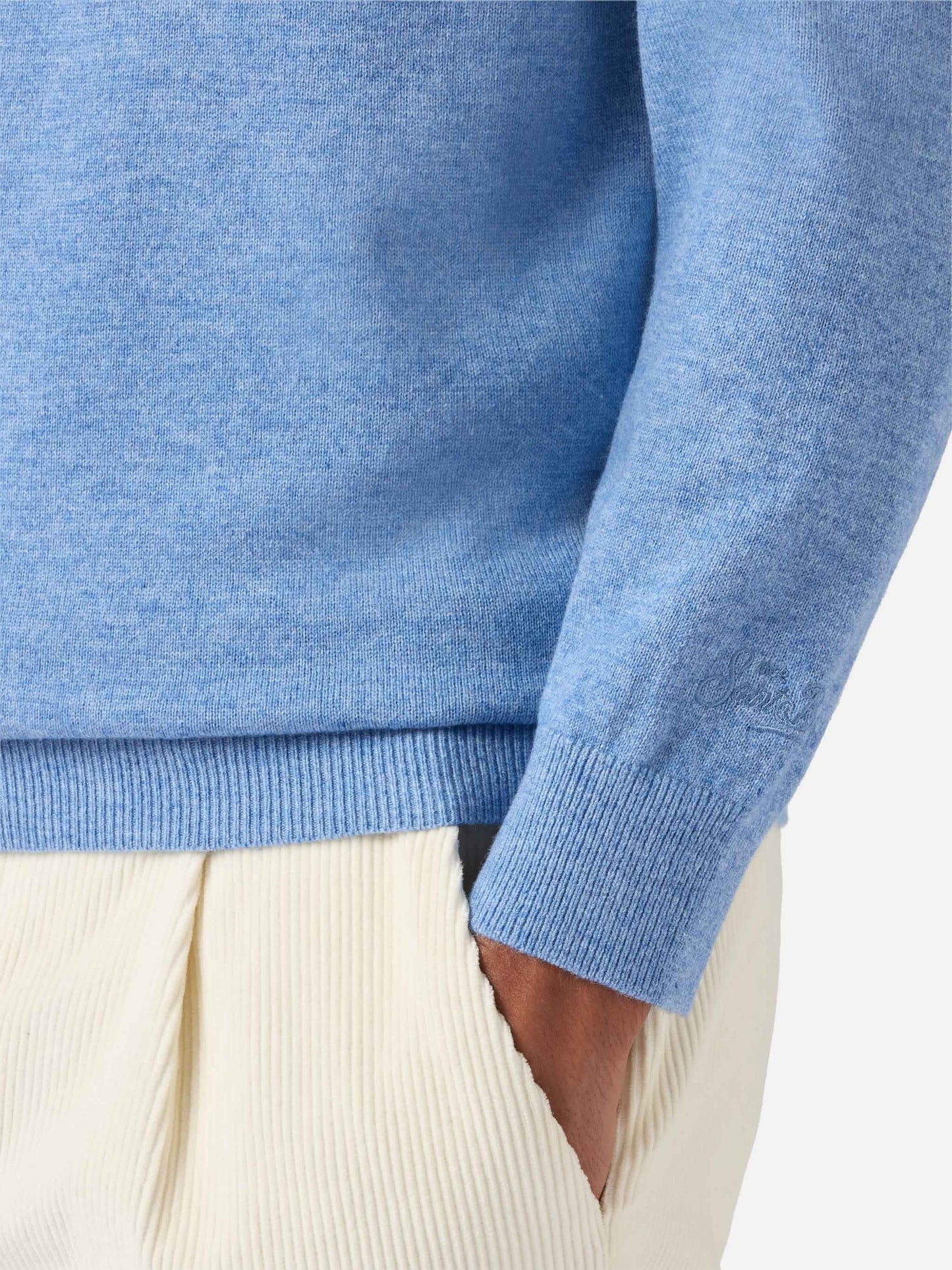 Crewneck sweater Heron Light with La felicità è nelle piccole cose embroidery