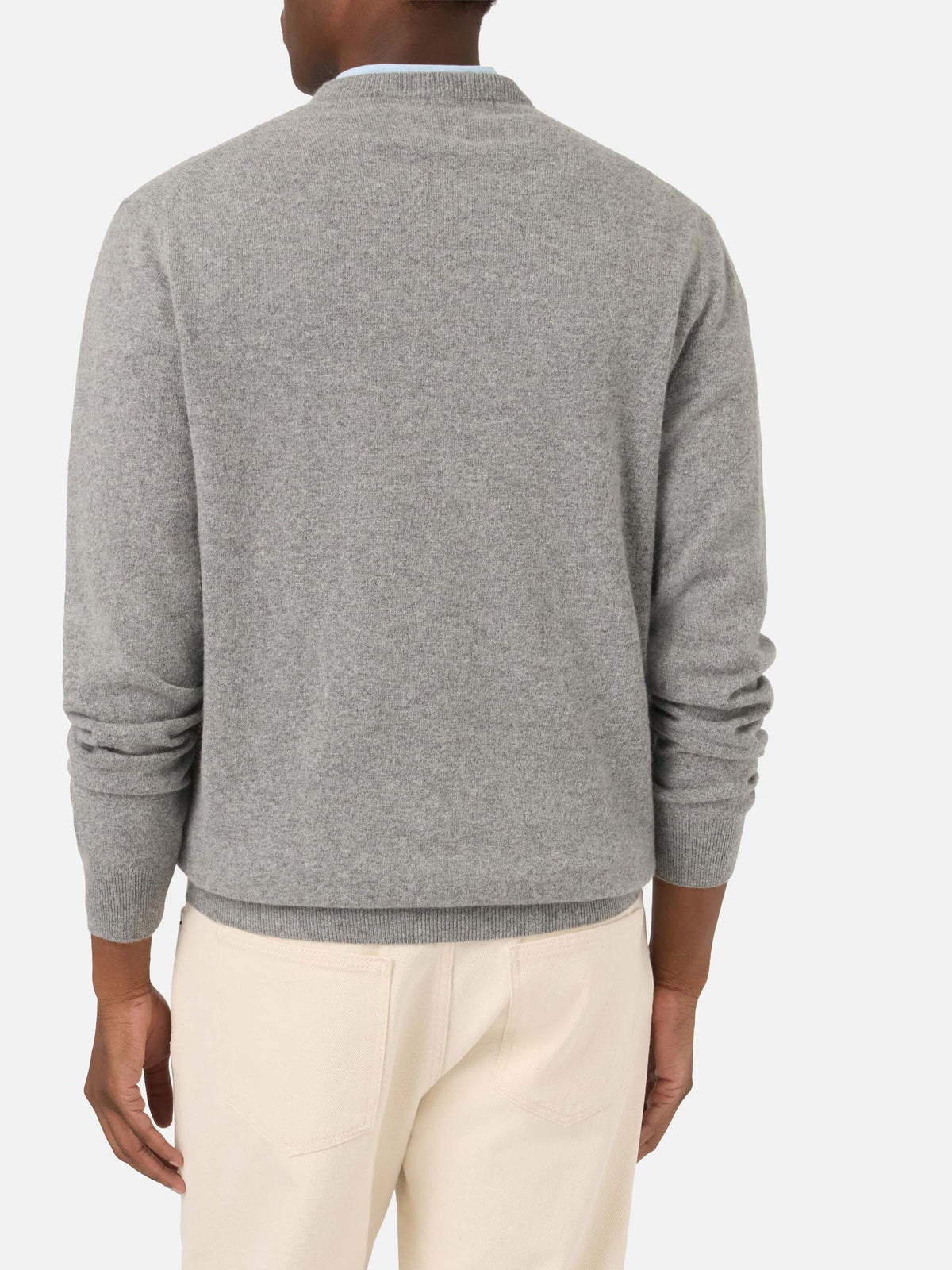 Grey Heron Rundhals-Pullover aus leichter Woll- und Kaschmirmischung mit Mini-Stickerei | Special edition 