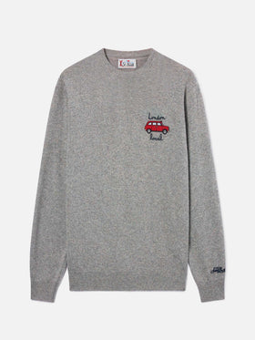 Grey Heron Pull ras-du-cou en mélange de laine légère et cachemire avec broderie Mini | Special edition 