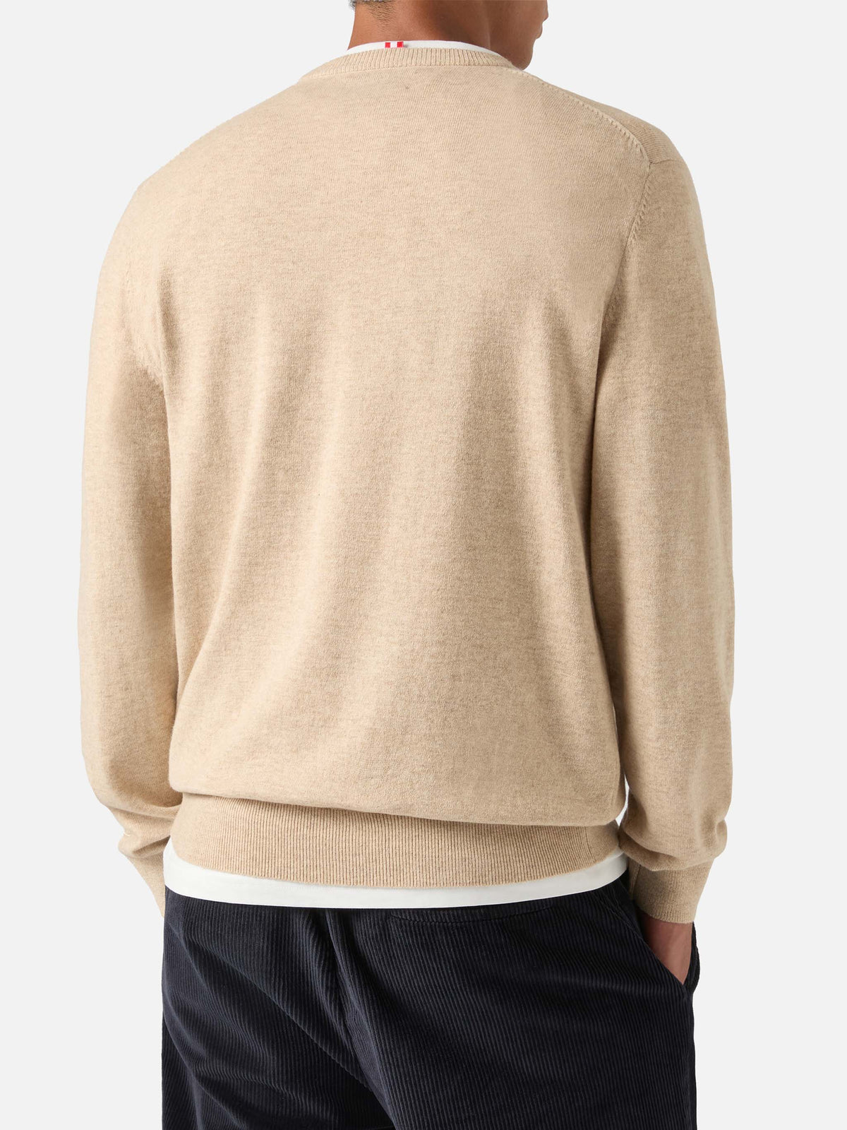 Maglia girocollo Heron Light beige in misto lana e cashmere con ricamo Zio Paperone | Special edition