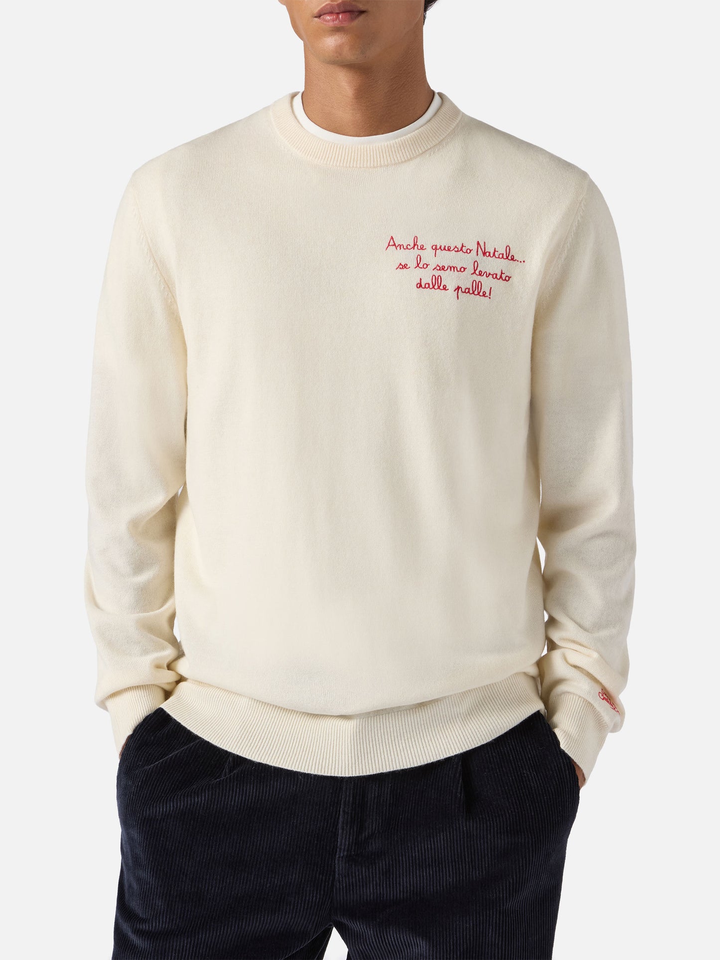 Crewneck sweater Heron Light with Anche questo Natale se lo semo levato dalle palle! embroidery | VACANZE DI NATALE SPECIAL EDITION