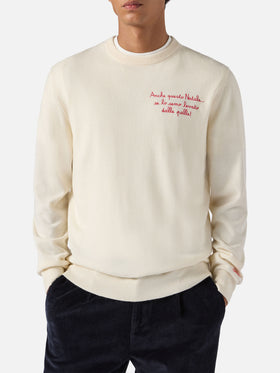 Crewneck sweater Heron Light with Anche questo Natale se lo semo levato dalle palle! embroidery | VACANZE DI NATALE SPECIAL EDITION