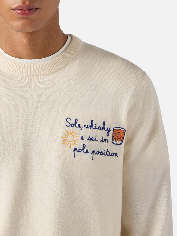 Crewneck sweater Heron Light with Sole, wishky e sei in pole position! embroidery | VACANZE DI NATALE SPECIAL EDITION