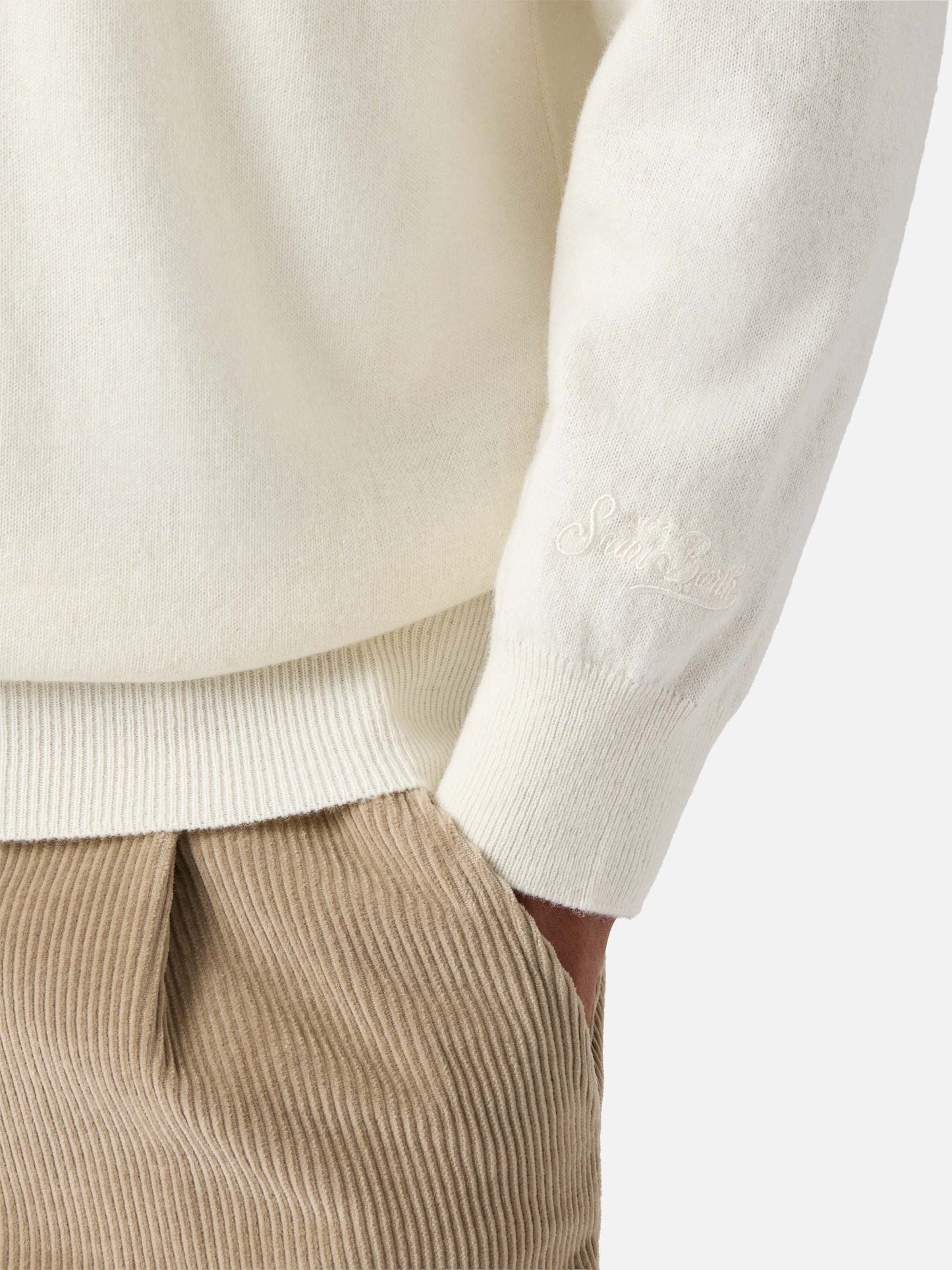 Crewneck sweater Heron Light with E nun m'angoscià embroidery | VACANZE DI NATALE SPECIAL EDITION