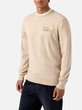 Crewneck sweater Heron Light with Sto na bomba embroidery