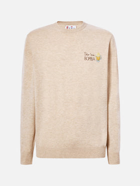 Crewneck sweater Heron Light with Sto na bomba embroidery