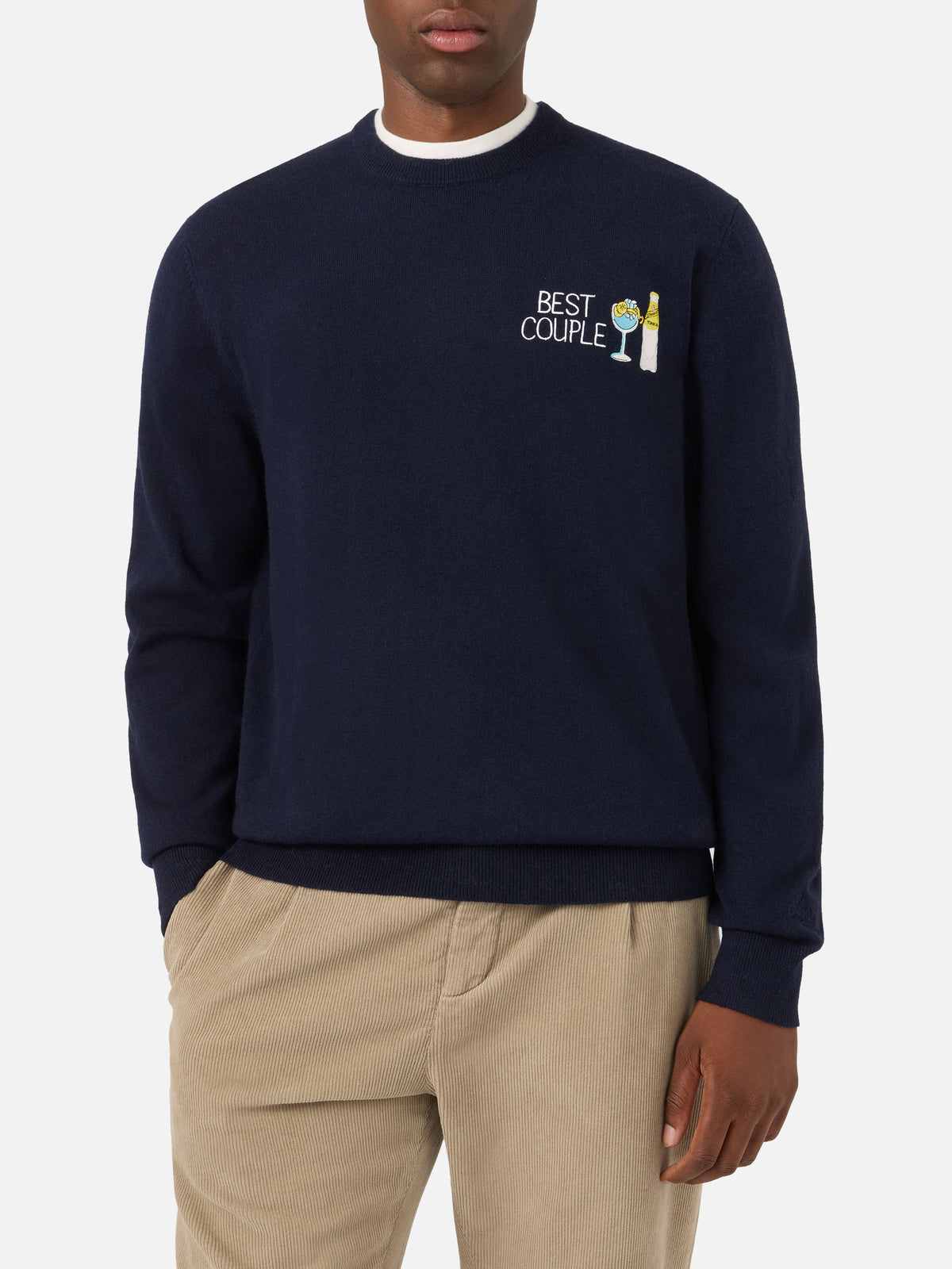 Jersey de punto con cuello redondo Heron Navy blue con bordado Best Couple | Special edition 