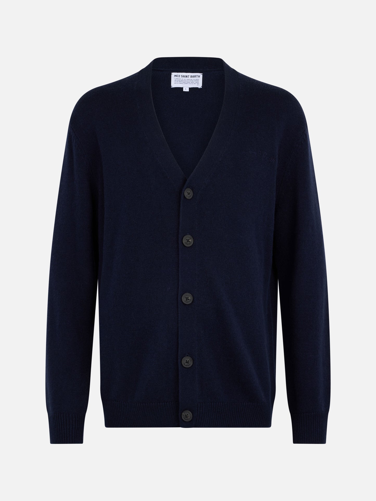 Maglione cardigan blu navy in misto cashmere da uomo Herrison