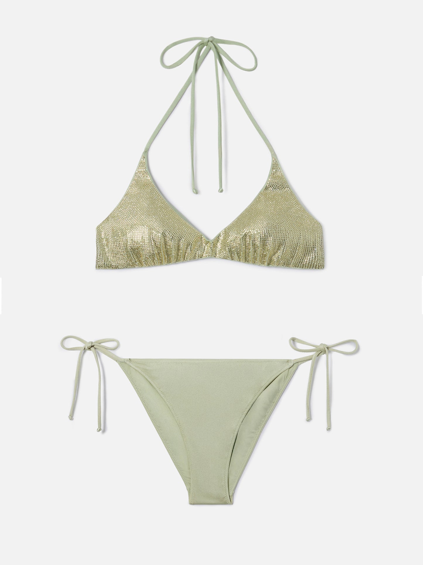 Bikini Hespera Virgo vert menthe à finition brillante avec strass 