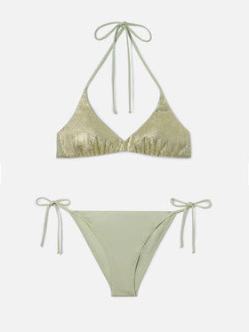 Bikini Hespera Virgo vert menthe à finition brillante avec strass 