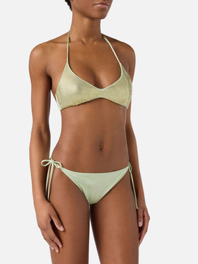 Bikini Hespera Virgo vert menthe à finition brillante avec strass 