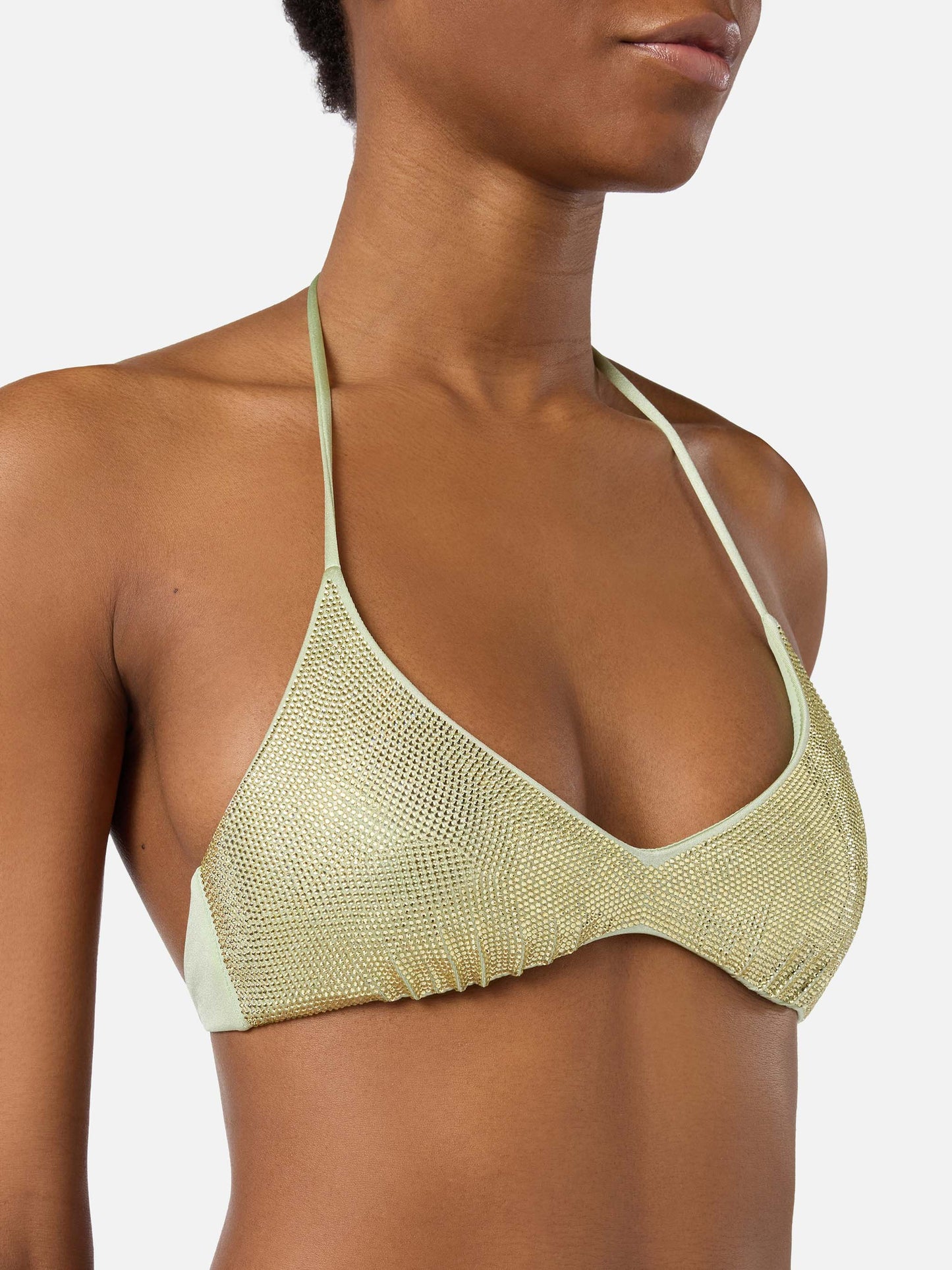 Bikini Hespera Virgo vert menthe à finition brillante avec strass 