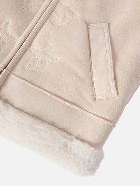 Gilet Hesketh Jr in eco montone con ricamo texano