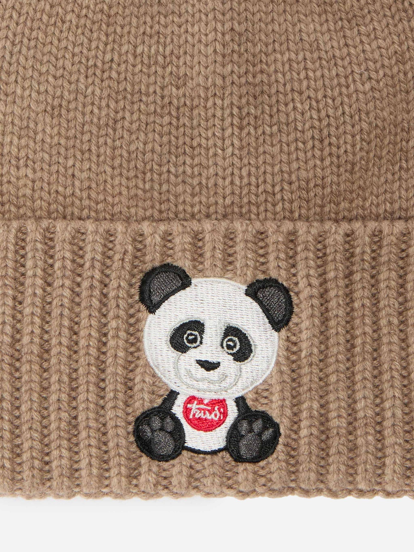 Berretto Holden in misto cashmere  beige con ricamo Panda Trudi | TRUDI SPECIAL EDITION