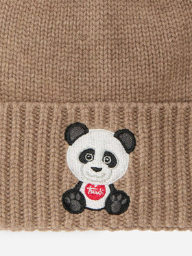 Berretto Holden in misto cashmere  beige con ricamo Panda Trudi | TRUDI SPECIAL EDITION
