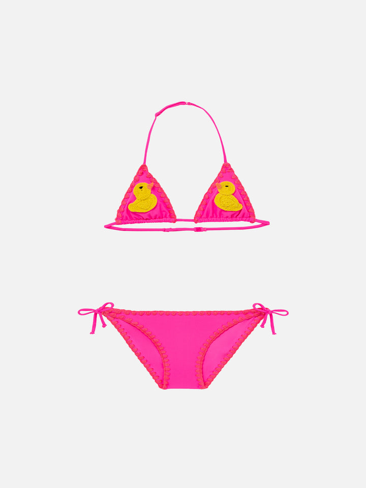 Girl triangle bikini with ducky crochet patch - MC2 Saint Barth