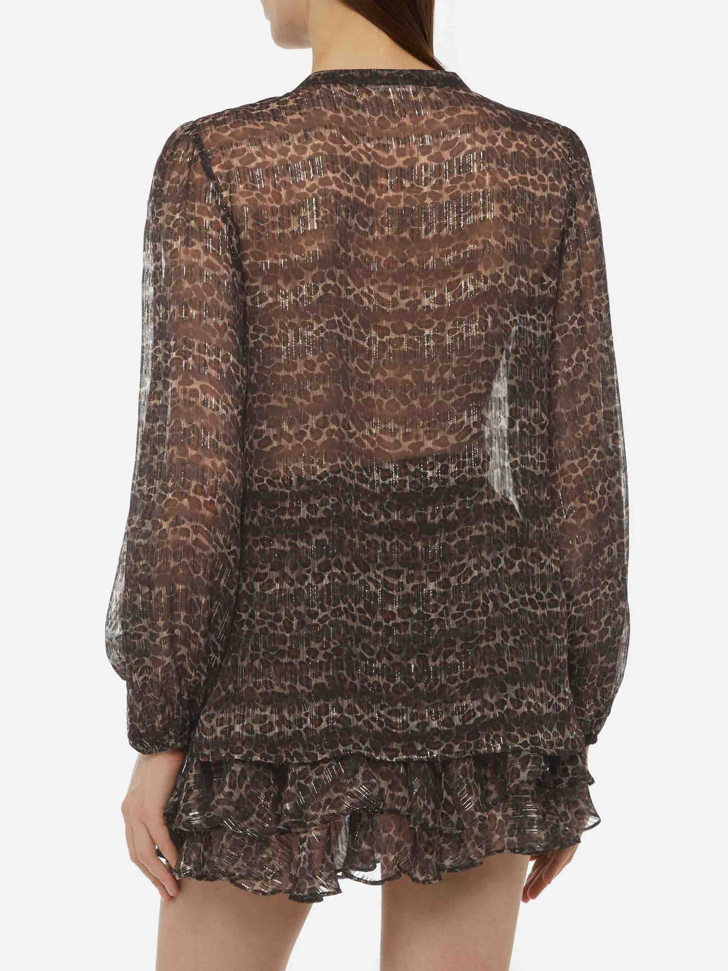 Harper silk voile blouse in lurex silk voile with animalier print - MC2 Saint Barth