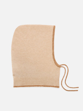 Beige Harlow alpaca blend hood with contrasting trim