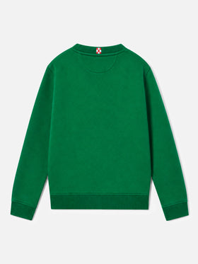 Green Hutton sweatshirt with yellow terry logo