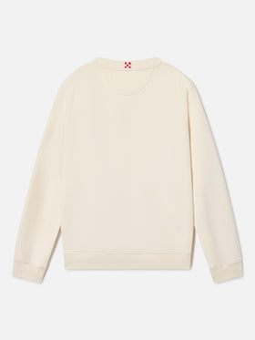 Sudadera Hutton color crema en mezcla de algodón con estampado St. Barth 