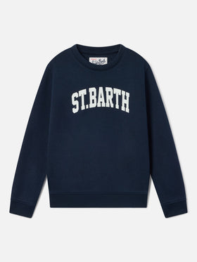 Sweat-shirt Hutton en mélange de coton Navy blue avec imprimé St. Barth 