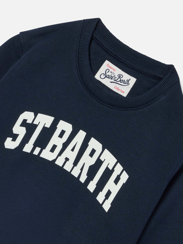 Sweat-shirt Hutton en mélange de coton Navy blue avec imprimé St. Barth 
